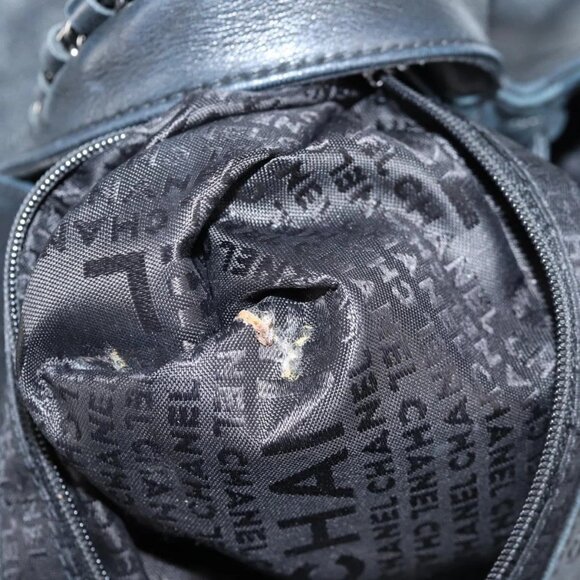 CHANEL Chain Hand Bag Lamb Skin Black Gold CC Auth PP536V - Picture 12 of 16